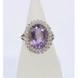 9ct gold amethyst dress ring, size O 1/2