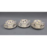 Three 19th century English porcelain teacups and four saucers (7)
