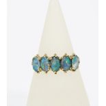 9ct gold opal doublet ring, size Q