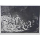 After Rembrandt (1606 - 1669) Christ Healing The Sick, a 19th century lithographic print of an