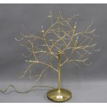 Contemporary gilt metal table lamp in the form of a tree, the branches with small bulbs, 60cm