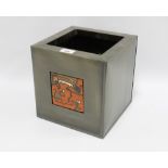 Metal planter of square firm with Aztec pattern 23 x 23cm