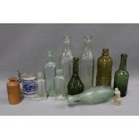 Collection of antique and vintage glass bottles, etc (12)