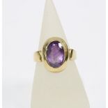 9ct gold amethyst dress ring, size P