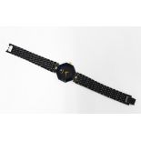 Ladies H. Stern yellow metal and sapphire on stainless steel wristwatch, the octagonal dial with a