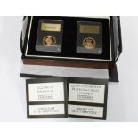 Two Gibraltar Queen Elizabeth II Platinum Jubilee gold sovereign proof coins, in cases with