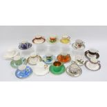 Collection of seventeen various cabinet cups and saucers (17)