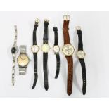 A collection of ladies vintage wristwatches to include Omega, with yellow metal case and Rotary