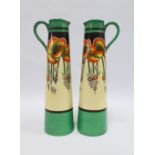 Pair of Bisto Ivory Ware Art Deco jug style vases, 40cm (2)