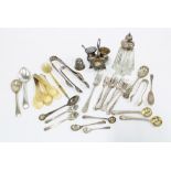 Collection of Epns kitchenalia to include a thistle cruet stand, glass sugar castor, various