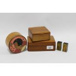 Collection of wooden trinket boxes and two small lacquered boxes (5)