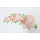 Carlton Ware floral wall plaque in pink and green, 30cm.