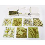 Set of handpainted glass tiles, various floral patterns (a lot)