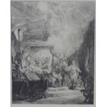 After Rembrandt (1606 - 1669) Death of the Virgin , (Barstch 99) 19th century lithographic print