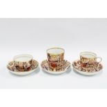 Chamberlains Worcester Imari cups and saucers, various shapes and sizes (6)