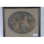 A Tea Garden - coloured print in glazed Hogarth frame, size overall 33 x 30cm