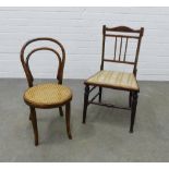 Childs bentwood chair together with a mahogany nursing chair. 70 x 39 x 33cm. (2)