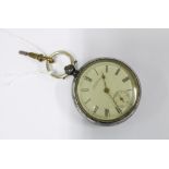 Victorian Waltham silver case open face pocket watch, Birmingham 1893