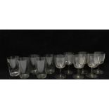 Helen Monro Turner etched wine glasses and beakers (11) 12cm.