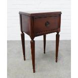 Modern cherrywood finish bedside cabinet on fluted legs, 70 x 41 x 33cm.