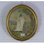 Late Georgian or regency needlework and watercolour picture. 30 x 26cm.