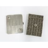Scandinavian silver cigarette case, circa 1930, stamped 935 together with a filigree white metal