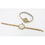 Ladies vintage Marvin 9ct gold cased wristwatch and another 9ct gold wristwatch on yellow metal