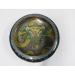 Chinese cloisonne brush washer bowl, dragon pattern with turquoise base (a/f) 26cm.