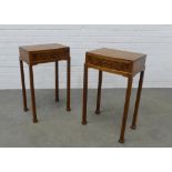 Pair of walnut bow-fronted bedside tables very much in the manner of whytock & Reid, 68 x 41 x