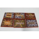 Kim Butler, set of six Aboriginal style painted panels, signed verso, 13 x 18cm (6)