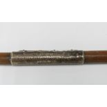 Early 20th century silver mounted ceremonial long baton, the silver presentation plaque