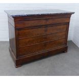 Empire style walnut commode with black marble top,secretaire drawer with fall front over three