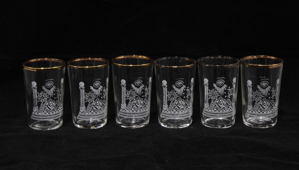 Set of wine glasses and a group of Masonic tumblers (15) - Image 3 of 4