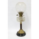 Late 19th / early 20th century oil lamp with a Rowatt & Co burner and etched glass shade