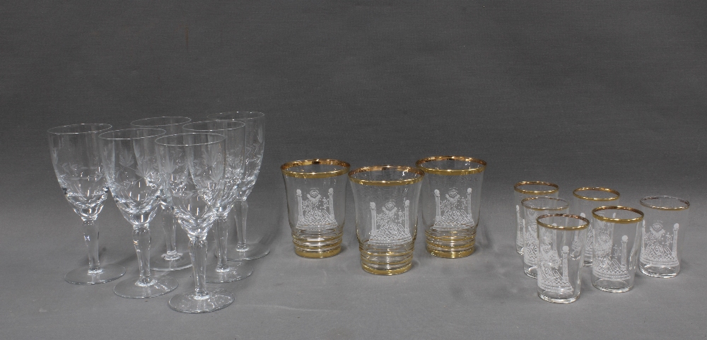 Set of wine glasses and a group of Masonic tumblers (15)