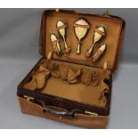 Early 20th century brown crocodile leather travel case, by Thornton's, Princes Street, Edinburgh,