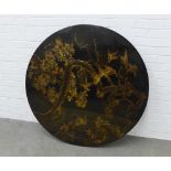 19th century lacquered table top, circular form and previously displayed as a wall panel,
