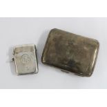 George V silver vesta case, Birmingham 1918 and an Epns cigarette case (2)