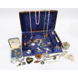 A quantity of silver and costume jewellery to include brooches, beads, pendants, etc (a lot)