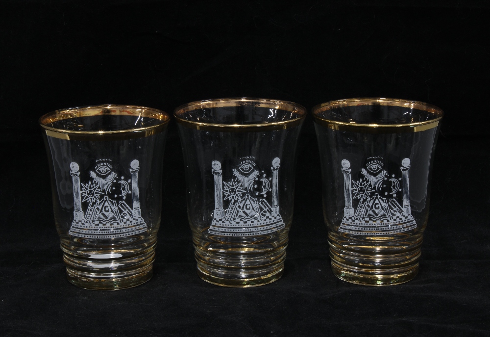 Set of wine glasses and a group of Masonic tumblers (15) - Image 2 of 4