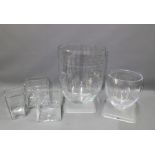 A group of contemporary clear glass vases, tallest 41cm (4)