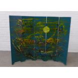 Micheline De Rougement, French hand painted folding screen, five panels, signed and dated 1992,