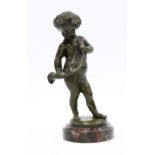 After Claude Michel called Clodion (French 1738-1814) a bronze figure of a cherub on a marble