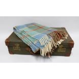 Liberty's wool blanket in shades of blue, green and orange, approximately 130 x 168cm together