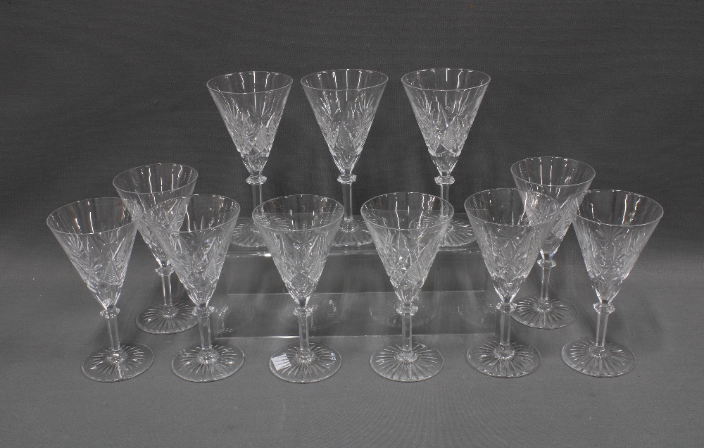 Set of eleven cut crystal wine glasses (11)