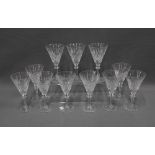 Set of eleven cut crystal wine glasses (11)