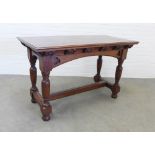 Late 19th / early century gothic oak table, rectangular top with a moulded over an arched frieze