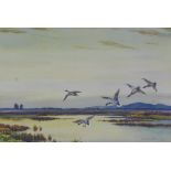 H. Hughes Richardson, 'Mallards in Scottish Marshes', watercolour, signed and framed under glass,