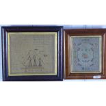 Two 19th century framed samplers. 22 x 26cm. (2)