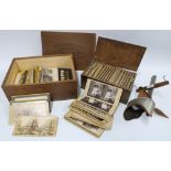 'The Periscope' viewer, a quantity of Stereoscopic cards and a small box with letter press stamps (a